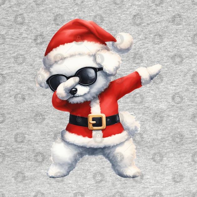 Christmas Bichon Frise Dog Dabbing Dance by Chromatic Fusion Studio